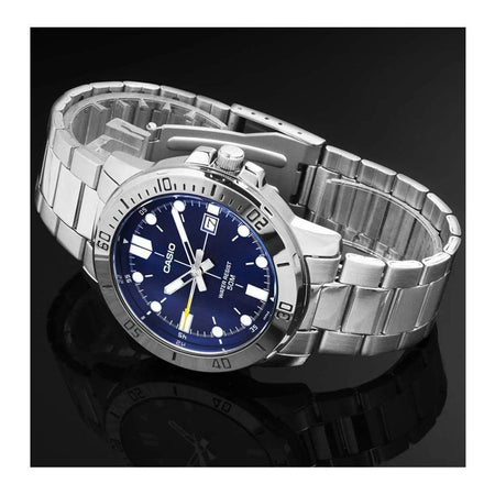 Casio Men's Enticer Analog Watch With Blue Dial & Stainless Steel Bracelet, MTP-VD01D-2EVUDF - Image 2