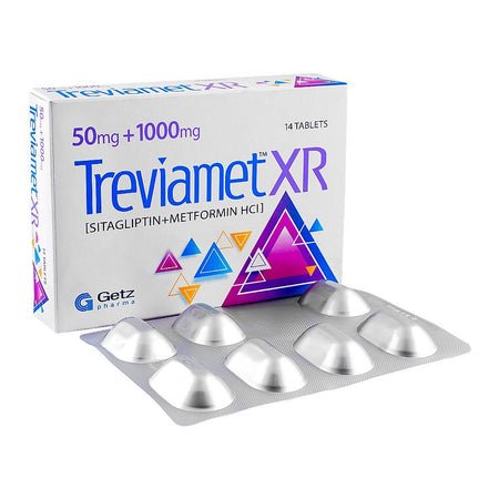 Getz Pharma Treviamet XR Tablet, 50mg+1000mg, 14-Pack - Main Image