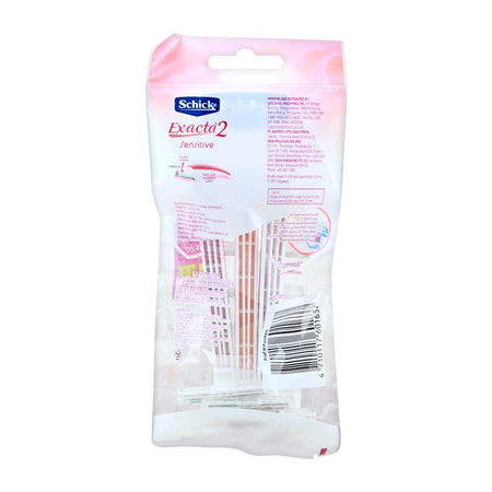 Schick Exacta 2 Women Sensitive Aloe & Vitamin E Disposable Razor, 2+1 Pack, Pink/Red - Image 3