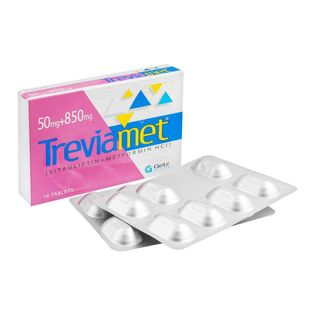 Getz Pharma Treviamet Tablet, 50mg + 850mg, 14-Pack - Main Image