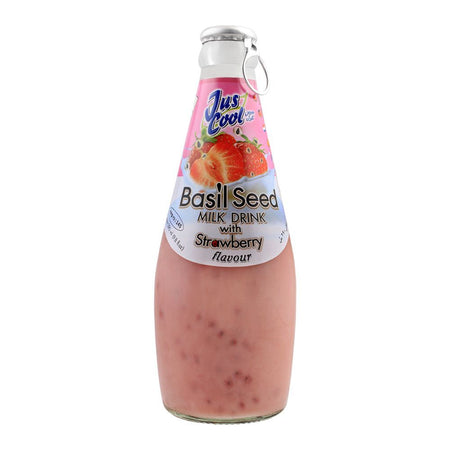 Jus Cool Basil Seed Milk Drink With Strawberry Flavor, 290ml - Main Image