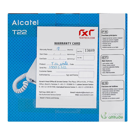 Alcatel Corded Telephone, White, T22-EX - Image 3
