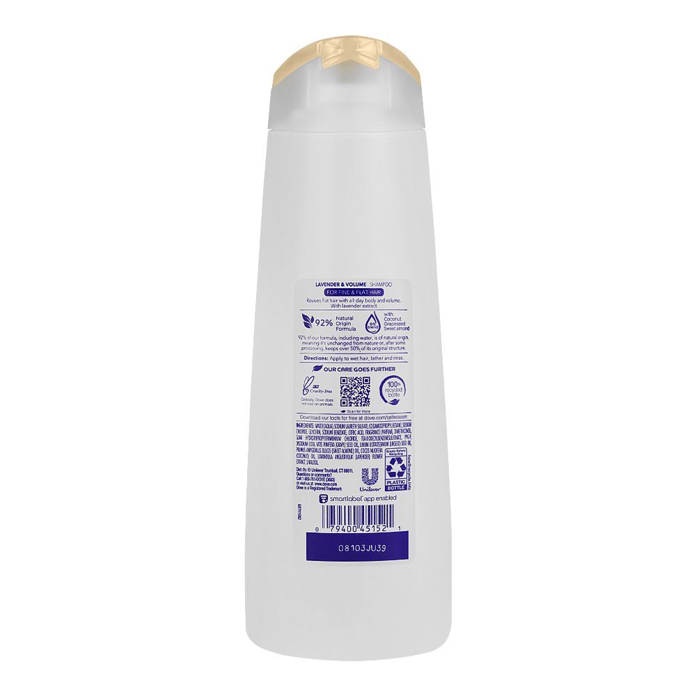 Dove Lavender & Volume Paraben Free Shampoo, For Fine & Flat Hair, 355ml - Image 2