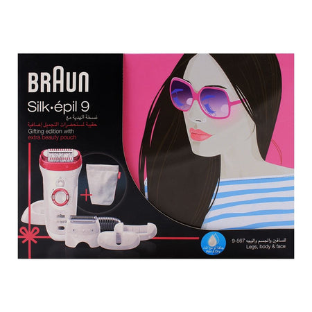 Braun Silk Epil 9 Gift Edition Legs, Body & Face Epilator, White/Red, 9567 - Image 5