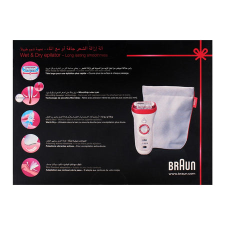 Braun Silk Epil 9 Gift Edition Legs, Body & Face Epilator, White/Red, 9567 - Image 6