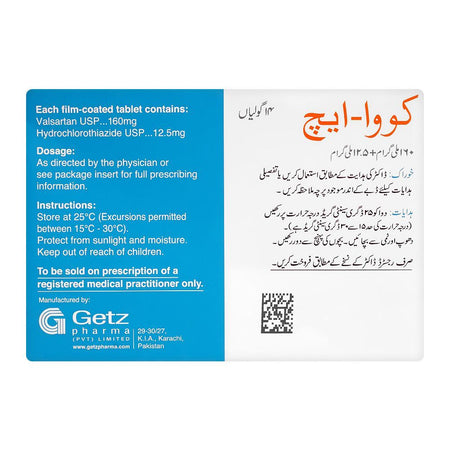 Getz Pharma Cova-H Tablet, 160mg + 12.5mg, 14-Pack - Image 3
