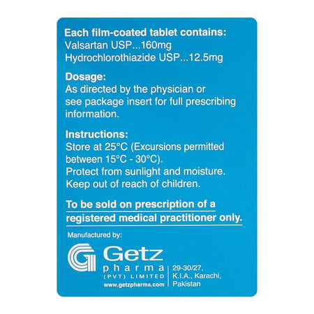 Getz Pharma Cova-H Tablet, 160mg + 12.5mg, 14-Pack - Image 4