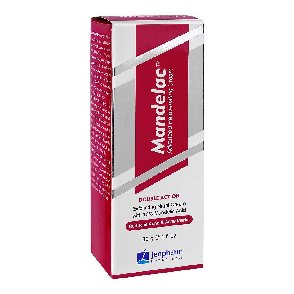 Jenpharm 10% Mandelac Exfoliating Night Cream, Reduces Acne & Acne Marks, 30g - Image 3