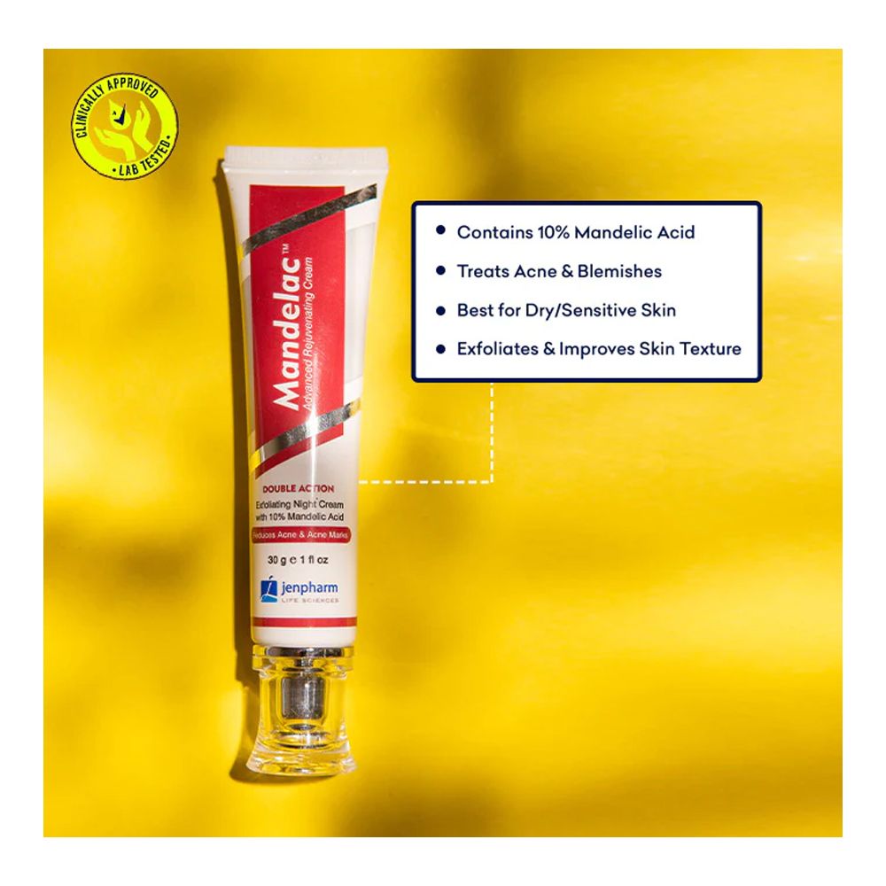 Jenpharm 10% Mandelac Exfoliating Night Cream, Reduces Acne & Acne Marks, 30g - Image 4