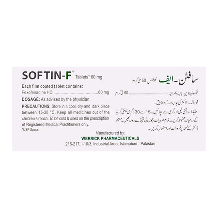 Werrick Pharmaceuticals Softin-F Tablet, 60mg, 10-Pack - Image 2