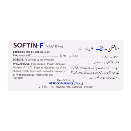 Werrick Pharmaceuticals Softin-F Tablet, 120mg, 10-Pack - Image 2