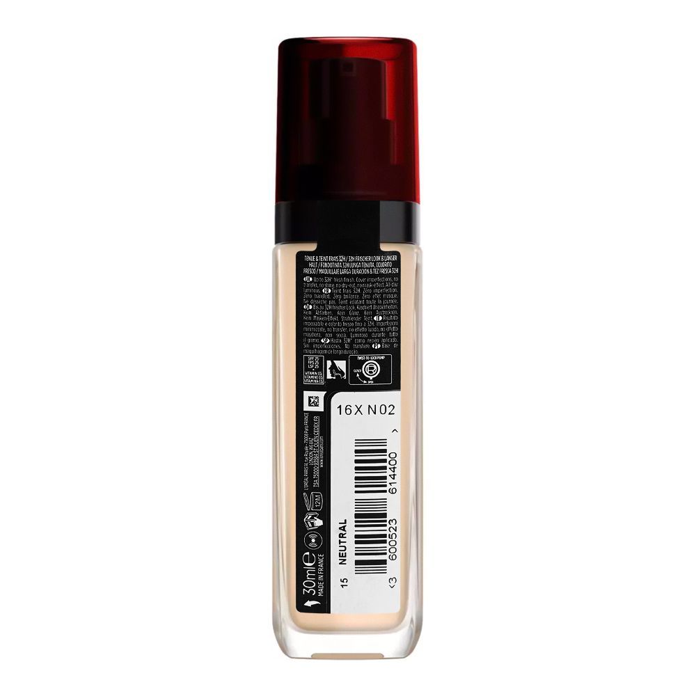 L'Oreal Paris Infallible 32H Fresh Wear Foundation, 015 Neutral - Image 2