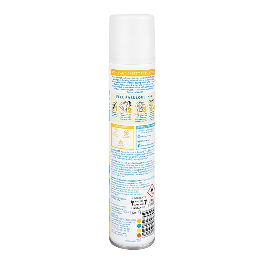 Batiste Fresh Breezy Citrus Dry Shampoo, 200ml - Image 2