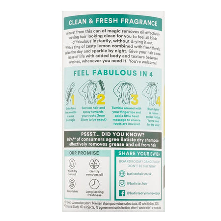 Batiste Clean & Classic Original Dry Shampoo, Refreshes Hair Without Drying Out, 200ml - Image 3