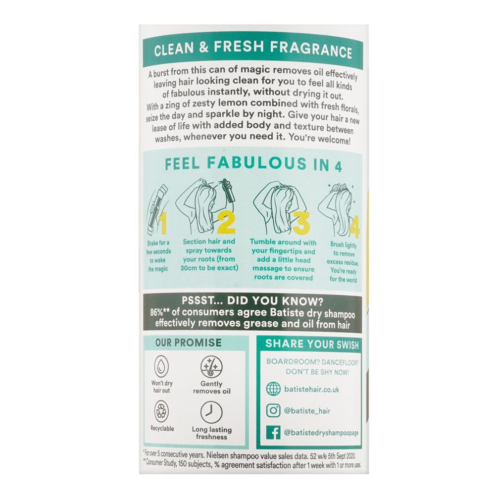 Batiste Clean & Classic Original Dry Shampoo, Refreshes Hair Without Drying Out, 200ml - Image 3