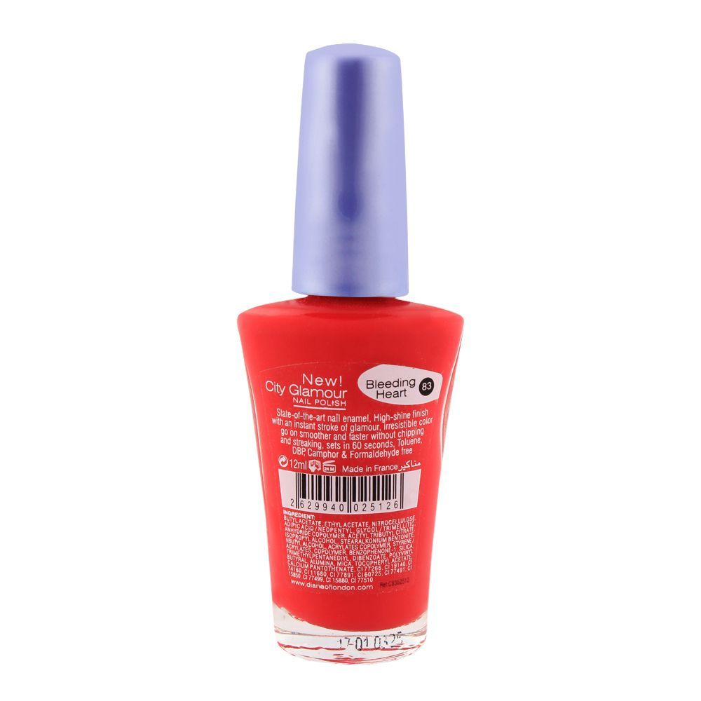 Diana of London City Glamour Nail Enamel Ultra Strong 83 Bleeding Heart - Image 2