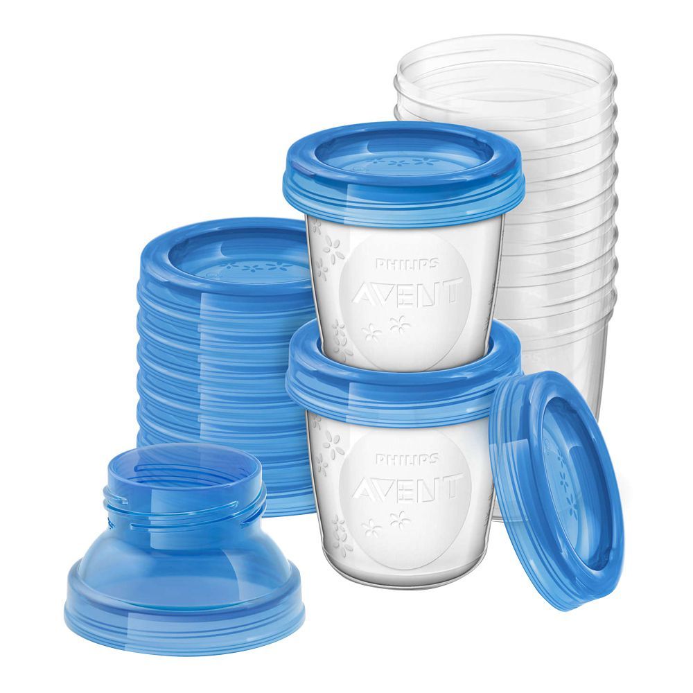 Avent 10 Reusable Breast Milk Storage Cups, 180ml, Leak Proof, SCF618/10 - Main Image