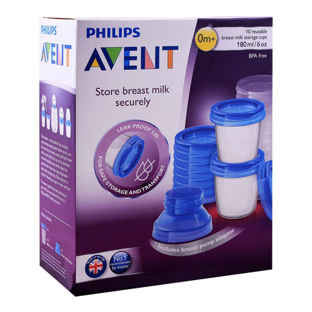 Avent 10 Reusable Breast Milk Storage Cups, 180ml, Leak Proof, SCF618/10 - Image 3