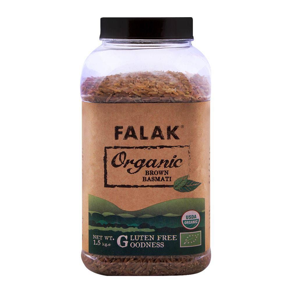 Falak Organic Brown Basmati Rice, Gluten Free, 1.5 KG Jar - Main Image
