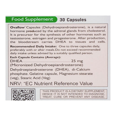 Nutra Zone Healthcare Ovaflow Dhea Capsule, 25mg, 30-Pack - Image 3