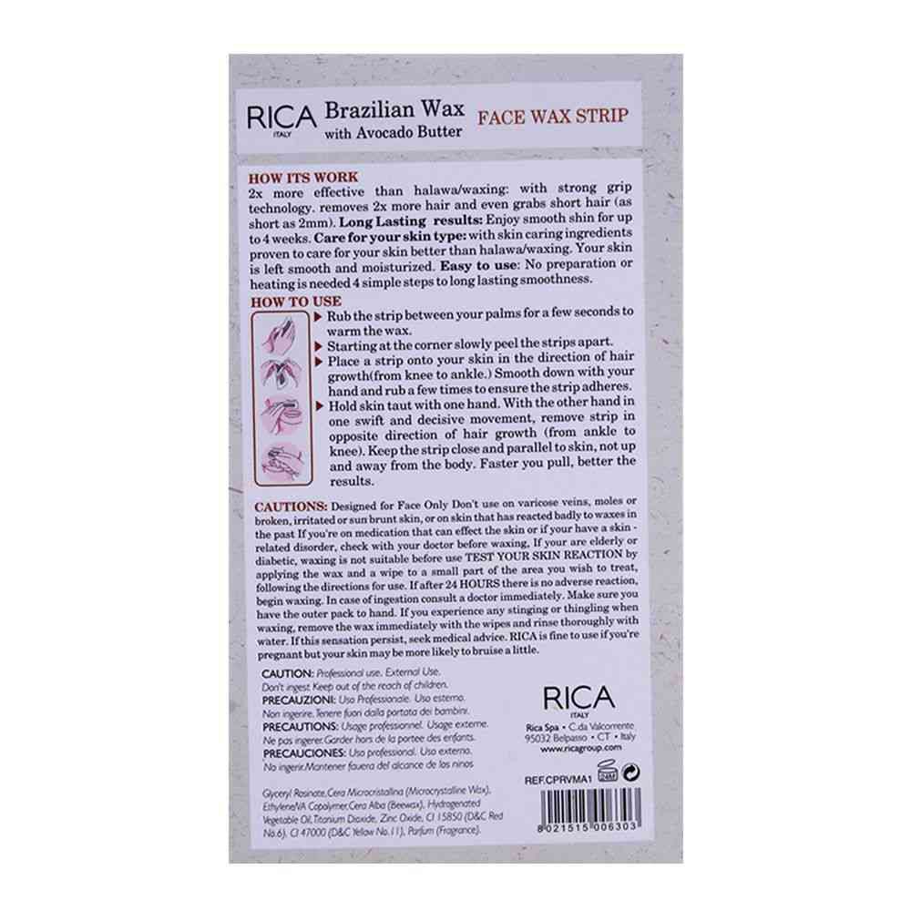 Rica Brazilian Wax, With Avocado Butter, Face Wax Strip, 20-Pack, For Sensitive Skin - Image 2