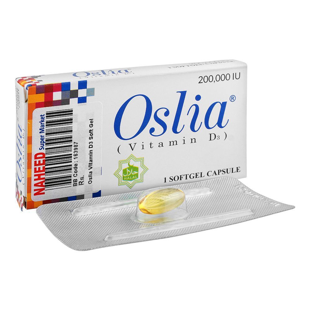 High-Q Pharmaceuticals Oslia Vitamin D3 Soft Gel Capsule, 200000 IU, 1-Pack - Main Image