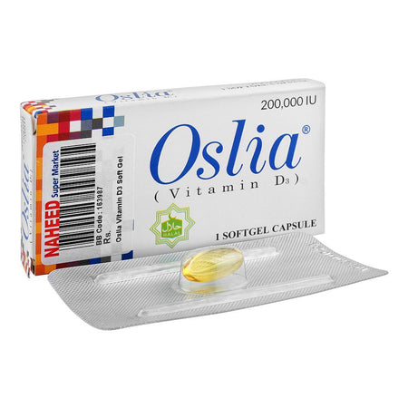 High-Q Pharmaceuticals Oslia Vitamin D3 Soft Gel Capsule, 200000 IU, 1-Pack - Main Image