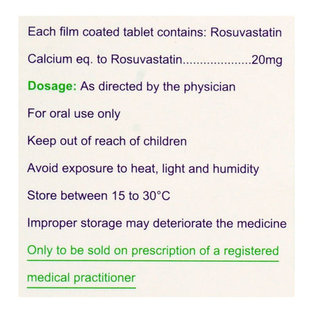 Sami Pharmaceuticals Rosera Tablet, 20mg, 10-Pack - Image 3