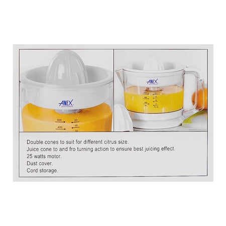 Anex Citrus Juicer With Dust Cover, 40W, White, AG-2058 - Image 5