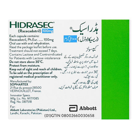 Hidrasec Capsules, 100mg Box (10 Capsules) - Image 2