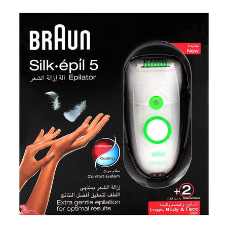 Braun Silk Epil 5 Legs, Body & Face Epilator, White/Green, 5580 - Image 6