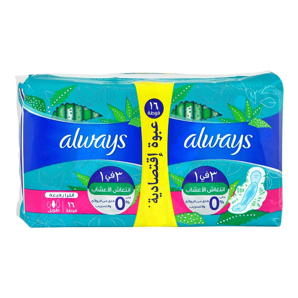 Always 3in1 Herbal Freshness Ultra Thin Long Pads, 16-Value Pack - Image 3