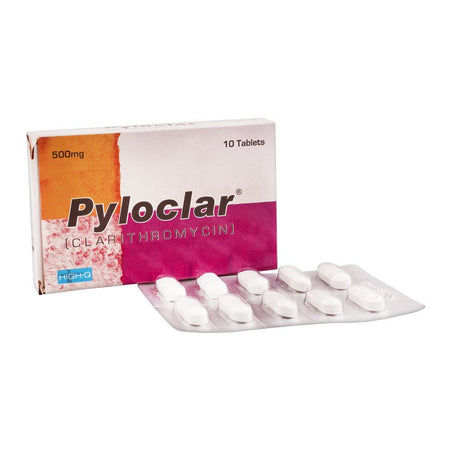 High-Q Pharmaceuticals Pyloclar Tablet, 500mg, 10-Pack - Main Image
