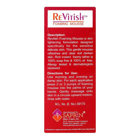 Safrin Skin Care Revitish Foaming Mousse, Lactic Acid, Niacinamide, Vitamin E, For All Types Of Skin, 50ml - Image 2