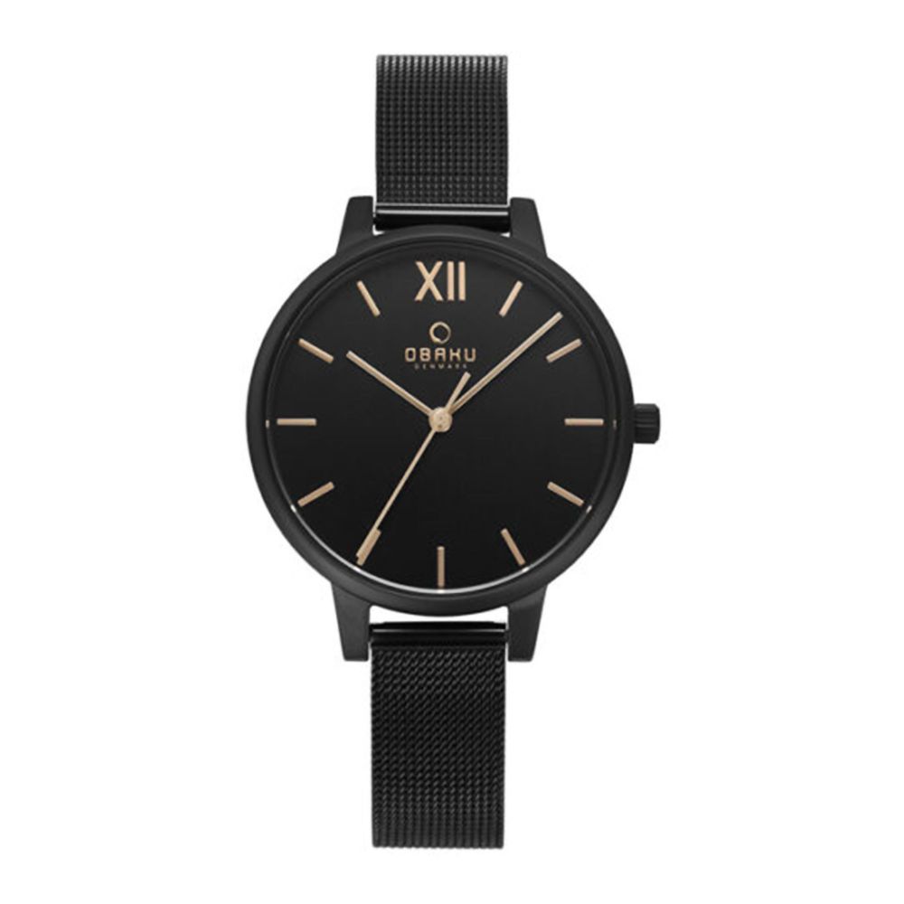 Obaku Women's Denmark Black Background & Bracelet Analog Watch, V209LXBBMB - Main Image