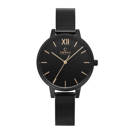 Obaku Women's Denmark Black Background & Bracelet Analog Watch, V209LXBBMB - Main Image