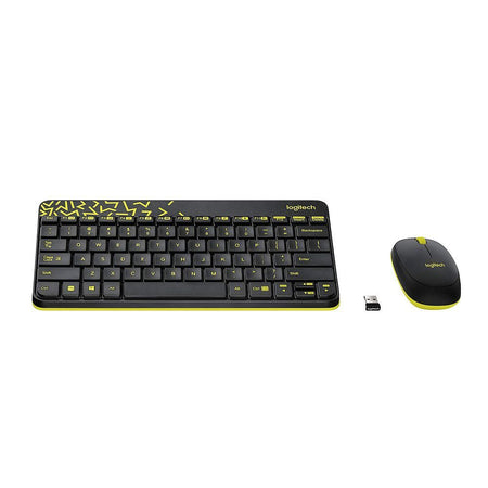 Logitech Nano Wireless Keyboard & Mouse Combo, 36M Keyboard & 12M Mouse Battery Life, Black & Yellow, MK-240, 920-008202 - Main Image