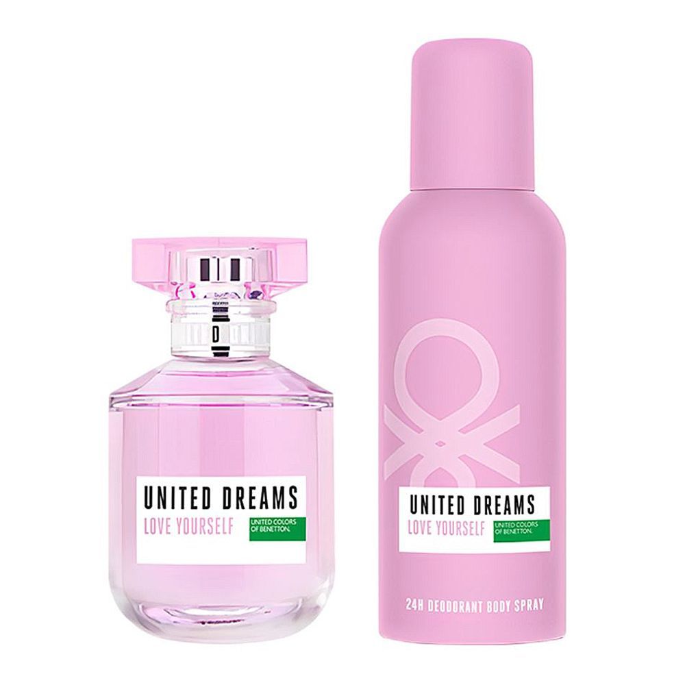 United Colors Of Benetton Love Yourself Gift Set: Eau de Toilette 80ml+Body Spray 150ml, For Women, 2-Pack - Main Image