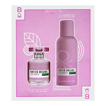 United Colors Of Benetton Love Yourself Gift Set: Eau de Toilette 80ml+Body Spray 150ml, For Women, 2-Pack - Image 3