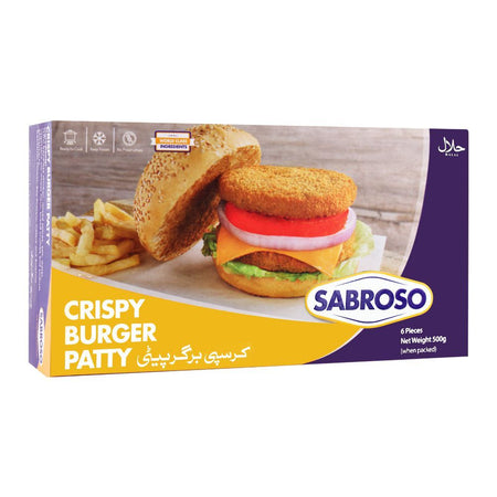Sabroso Crispy Burger Patty, 6 Pieces, Chicken, 500g - Main Image
