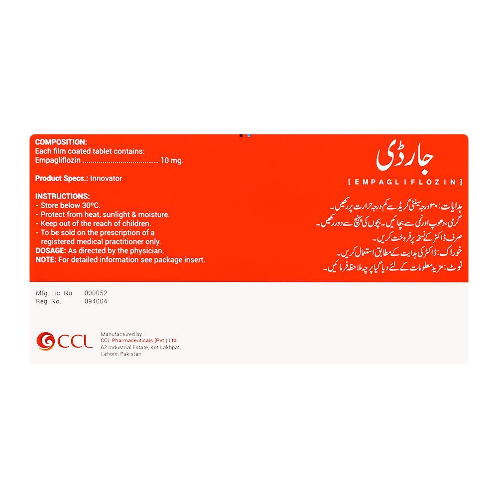 CCL Pharmaceuticals Jardy Tablet, 10mg, 14-Pack - Image 2