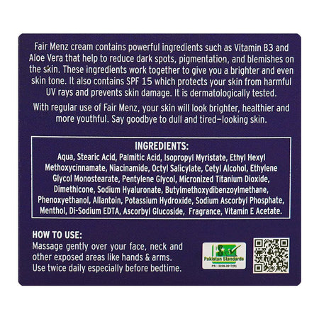 Fair Menz Fairness Cream, SPF15, 70ml - Image 3