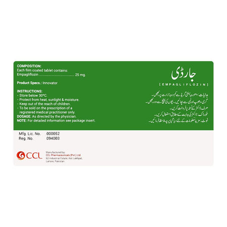 CCL Pharmaceuticals Jardy Tablet, 25mg, 14-Pack - Image 2