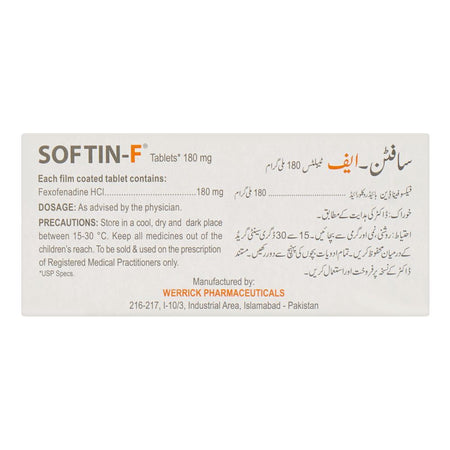 Werrick Pharmaceuticals Softin-F Tablet, 180mg, 10-Pack - Image 2