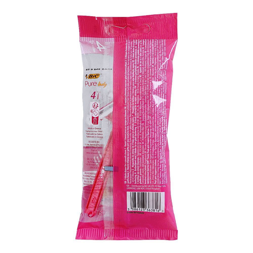 BIC Pure Lady 3 Blades Razor, 4-Pack - Image 2