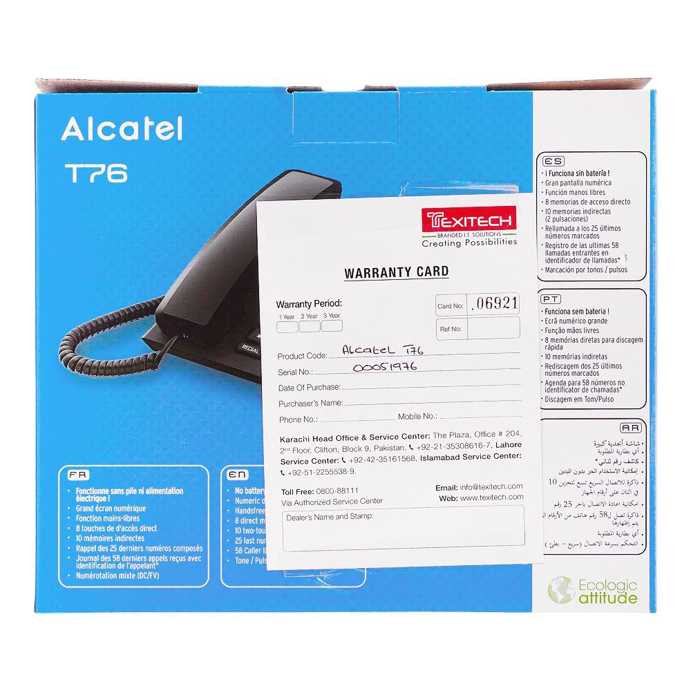 Alcatel Corded Telephone Black, T76 EX - Image 3