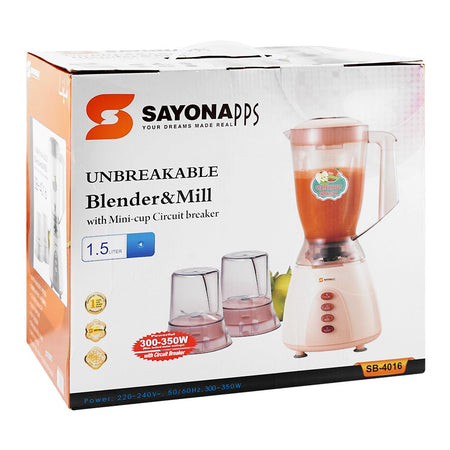 Sayona Blender & Mill, 300-350W, 220-240V, 1.5 Liter, SB-4016 - Image 2