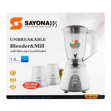 Sayona Blender & Mill, 300-350W, 220-240V, 1.5 Liter, SB-4016 - Image 3