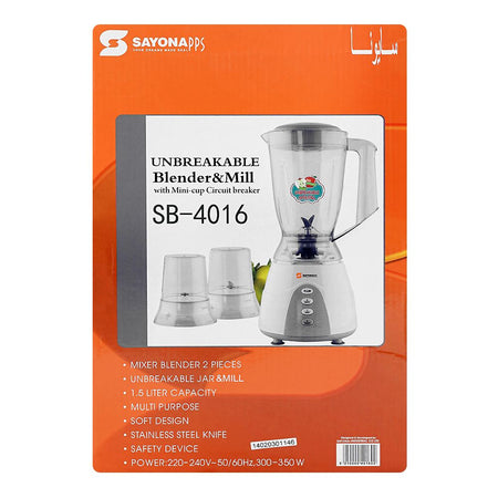 Sayona Blender & Mill, 300-350W, 220-240V, 1.5 Liter, SB-4016 - Image 4
