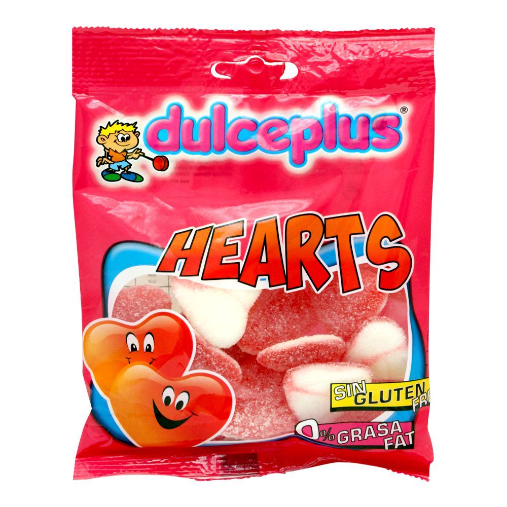 Dulceplus Strawberry Cream Hearts Jelly, Gluten Free, Pouch, 100g - Main Image